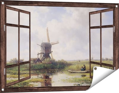 Gards Tuinposter Doorkijk In ’t Gein bij Abcoude - Willem Roelofs - 90x60 cm - Tuindoek - Tuindecoratie - Wanddecoratie buiten - Tuinschilderij