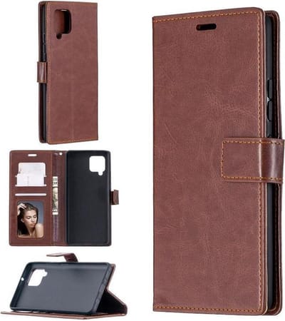 Portemonnee Book Case Hoesje Geschikt voor: Samsung Galaxy A12 bruin