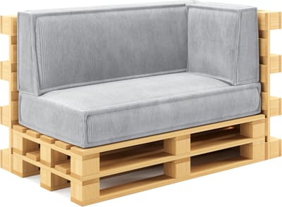Palletkussens Set - Corduroy Kussens - Buiten Zitten - Afneembare Hoes - 120x40cm - Lichtgrijs