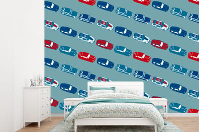 Behang - Fotobehang Patroon - Auto - Race - Jongens - Kinderen - Kids - Kind - Breedte 360 cm x hoogte 260 cm