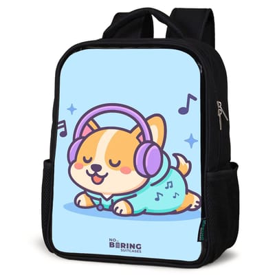 NoBoringSuitcases.com® - Rugzak zwart - Schooltas jongen & meisje - Corgihond - Rugtas voor school - Boekentas kind - Schoolrugzak - Kinderrugzak