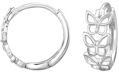 Joy|S - Zilveren oorringen met vlinders - 11 mm / 5 mm - klap scharnier sluiting - sterling zilver 925 - vlinder oorbellen - t68