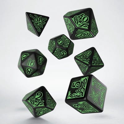 Q-Workshop Call of Cthulhu - 7e editie zwart en groen dobbelstenen Set (7)