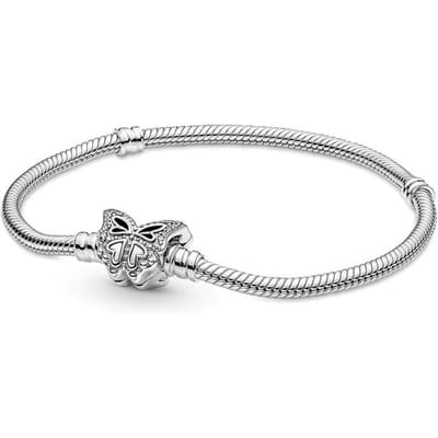 Nieuwe 925 Sterling Zilveren Moment Wildflower Meadow Floral Butterfly Snake Chain Armband voor Populaire Bangle Bead Charm Diy Sieraden 16cm white
