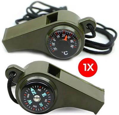 Knaak 3 In 1 Noodoverlevingsfluitje - Noodpakket - Met Kompas & Thermometer - Noodfluit - 1 Stuk