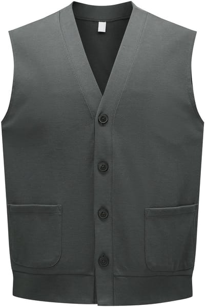 ALLTHEMEN - Heren V-Hals Vest - Enkele Knopen en Losse Pasvorm - S