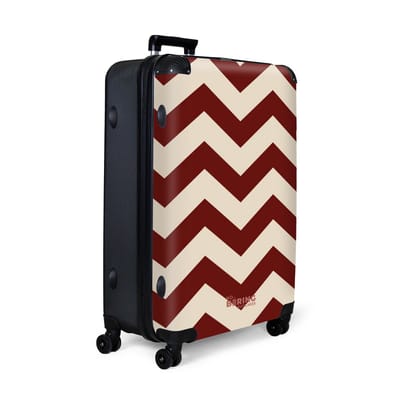 NoBoringSuitcases.com® - Koffer groot - Reiskoffer lichtgewicht - Zigzag patroon in rood en crème - Rolkoffer met 4 wielen - Grote trolley XL - 98 liter bagage