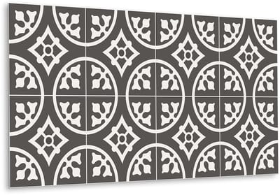 Tulup PVC Wandpaneel - Oosters Donker Patroon Vinyl Wandpaneel - 100 cm x 50 cm - Grijs Wandpaneel PVC - 1 stuk - Wandpaneel PVC - Mozaïek Wandpaneel - Wandpaneel Zelfklevend - Plaktegels Keuken en Badkamer