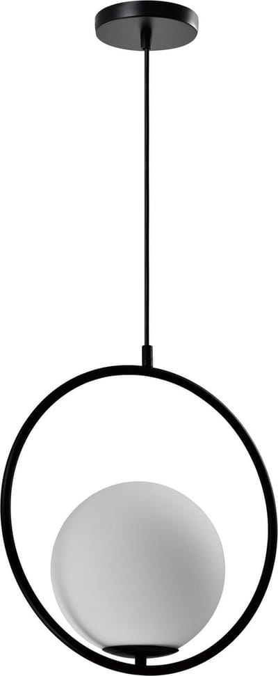 QUVIO Hanglamp modern - Lampen - Plafondlamp - Leeslamp - Verlichting - Verlichting plafondlampen - Keukenverlichting - Lamp - E27 Fitting - Met 1 lichtpunt - Voor binnen - Metaal - Glas - D 35 cm - Zwart