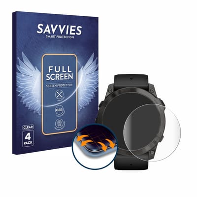 Savvies - Screenprotector voor Garmin Epix Pro (Gen 2) (51 mm) - Folie Beschermfolie transparant volledig dekking 4 Stuks