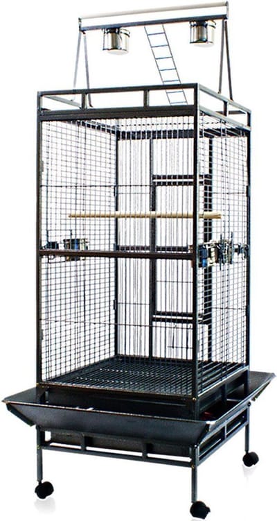 Topmast Papegaaienkooi Capri - Grote Vogelkooi - Antraciet - 61 x 57 x 168 cm - Grote Vogelkooien voor Binnen - Papegaaienstandaard