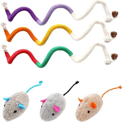 Katten Speelgoed Set - Knaag Touwen Muizen - Tandverzorging Stimuleren - Natuurlijke Kattenkruid Vulling - 6 Stuks 70 cm