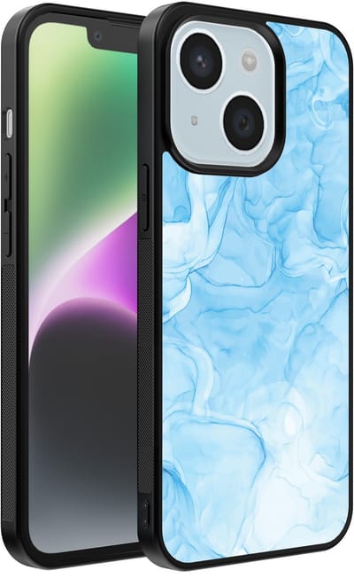 Smartphonica Telefoonhoesje voor iPhone 14 met marmer opdruk - TPU backcover case marble design - Lichtblauw geschikt voor iPhone 14