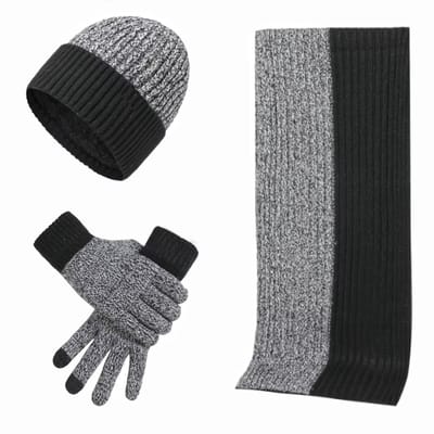 3-Delige Winterset voor Mannen en Vrouwen – Wollen Muts, Lange Sjaal en Touchscreen Handschoenen | Warme Mutsen, Sjaals en Handschoenen Set voor Koude Winterdagen