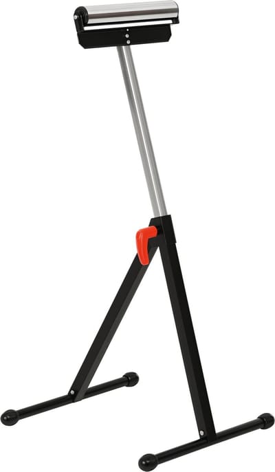 Opvouwbare trolleyhouder voor werkbank met in hoogte verstelbare rol (68 tot 110 cm) - draagvermogen 90 kg - balrolhouder - zwart