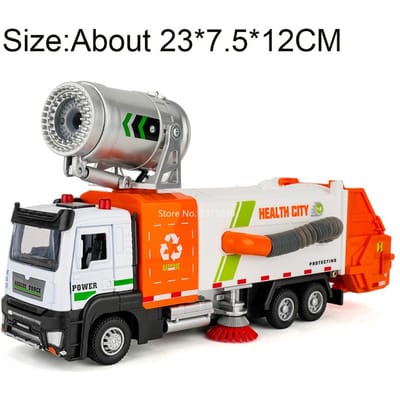 1:32 Stofzuiger Spuitwagen Legering Auto Diecast Model Miniatuur Speelgoed Geluid Licht Terugtrekmechanisme Deuren Openbare Modellen Vakantiecadeaus Voor Kind