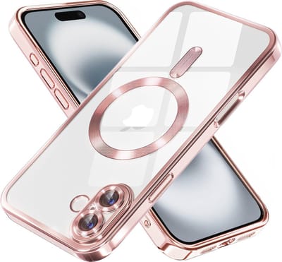 Hoesje geschikt voor Apple iPhone 16 Plus - Techsuit Luxury Crystal Back Cover - Geschikt voor MagSafe - Transparant/Roze