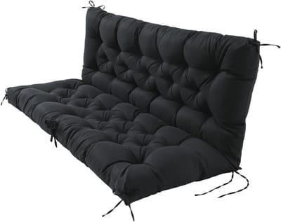 Comfortabele Tuinbank Kussen Set voor Buiten - Zit- en Rugkussen voor Tuinmeubelen, Swingbank en Lange Bank - Zwart, 120x50x50cm