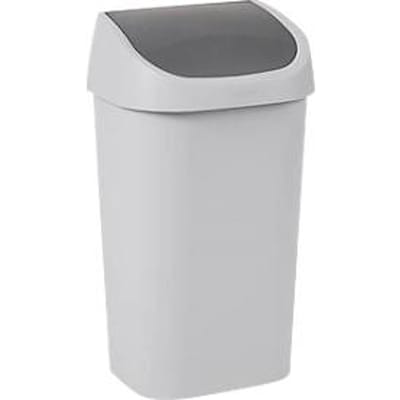 Curver Mistral afvalbak, klapdeksel, 100% gerecycled kunststof, B 400 x D 300 x H 690 mm, 50 liter, grijs/antraciet