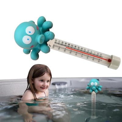 Zwemthermometer - Watermeter - Water Temperatuur - Drijvend Ontwerp - 24 cm - Blauwe Octopus