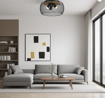 Industriële Plafonnière met E27 Fitting – Moderne Plafondlamp voor Woonkamer, Hal en Slaapkamer