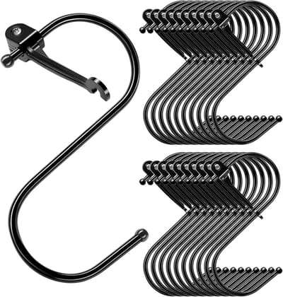 S-Haak Set van 20 Stuks - Veilige Metalen Haken voor Keuken, Tuin en Slaapkamer - Zwart, Binnen Diameter 3.2 cm, Ideaal voor Ophangen en Organiseren