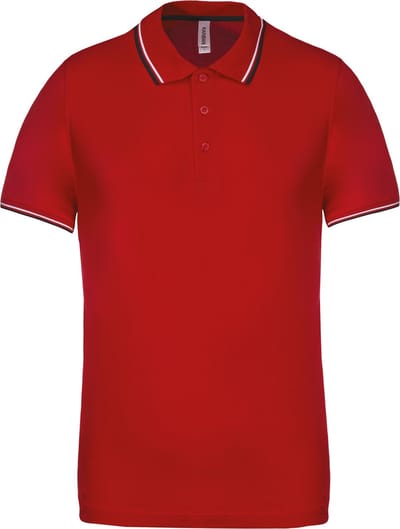 Heren Polo 'Pique' Kariban Collectie maat S Rood/Donkerblauw/Wit