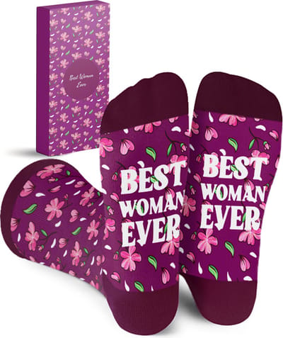 Malinsi® Grappige Sokken - Beste Vrouw Ooit - Leuke Huissokken Dames - Gekke Cadeaus Cadeautjes Volwassenen - Funny Socks Vrolijke Geschenkset met Tekst - Cadeau voor Vrouwen Vriendin Mama Moeder Haar Oma - Moederdag Geschenk Giftset Verjaardag