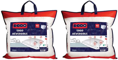 Vente-unique Set van 2 ergonomische DODO anti-huisstofmijt kussens van traagschuim - 60 x 60 cm - ADAPT HEART