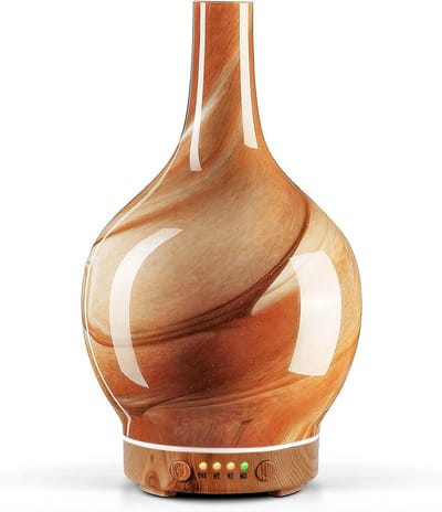 Aroma Diffuser van Kunstglas met Ultrasone Technologie, Stille Luchtbevochtiger met 7 Kleuren LED, Ideaal voor Spa en Cadeaus met Timer Functie