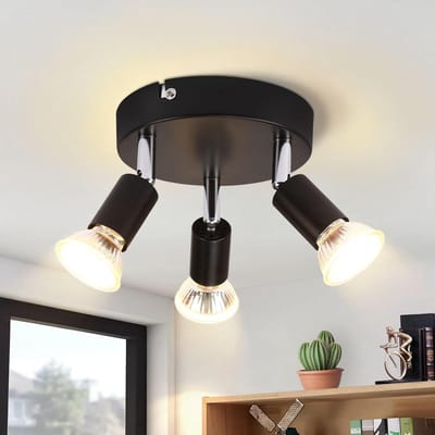 Glitzerlife - Plafondspot Plafondlamp - 3xGU10 Draaibaar - Opbouwspot - LED 25W - Ø15cm - Modern Zwart