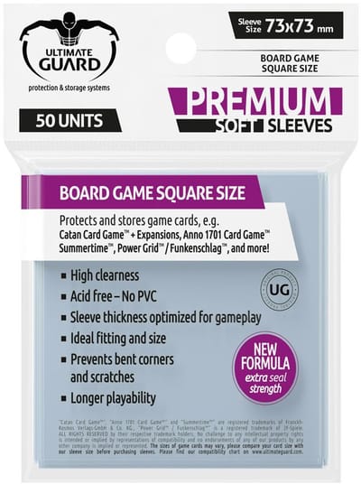 Ultimate Guard Ultimate Guard Board Game Sleeves (50) - Square Card Sleeves for Board Game Cards