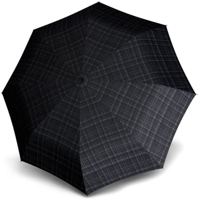 Opvouwbare Paraplu Geruit Zwart Grijs met houten handvat - S570 - Dsn 101 cm - Opgevouwen 43 cm - Knirps