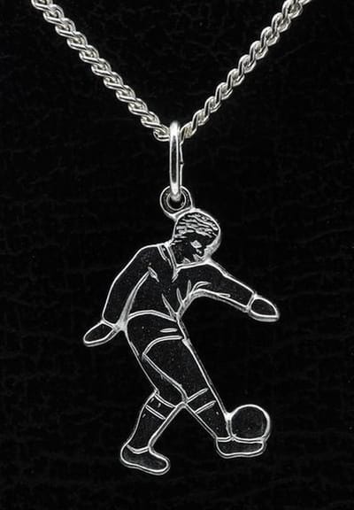 Zilveren Voetballer ketting hanger - vlak