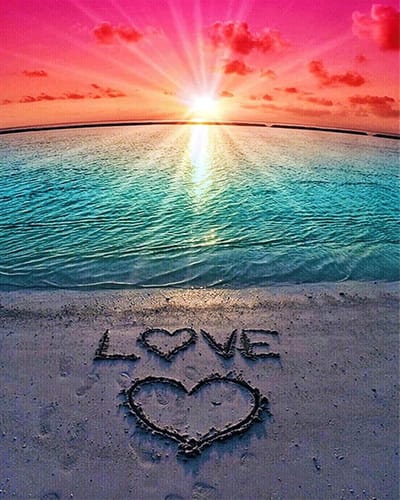 SnelShoppen - Abillyn Borduurset Cross Stitch Kits Love Beach Sunset Stamped met Voorafgedrukt Patroon Starter Kit voor Beginners - Ideaal voor Creati