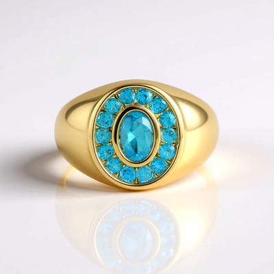 Cavill - Neon Blauwe Apatiet Ring 0,87 ct - 925 Sterling Zilver - Elegante Braziliaanse Edelsteen - Ovaal & Ronde Vormen - Bezel & Channel Zetting