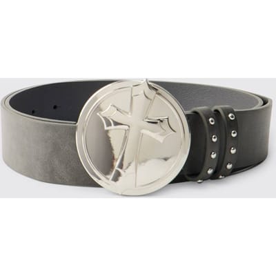 PU Vervaagde Kruis Gesp Riem | Black | Size XL