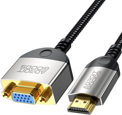 AdroitGoods Hoogwaardige HDMI naar VGA-adapterkabel - 20cm - Full HD 1080p@60Hz - Ondersteunt alleen HDMI → VGA