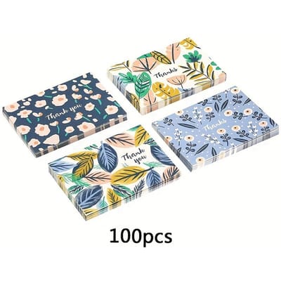 Lot de 100 cartes de remerciement vintage à motif floral avec bénédiction manuscrite vierge, carte postale, carte de vœux décorative, cadeau pour vos proches et amis 100pcs