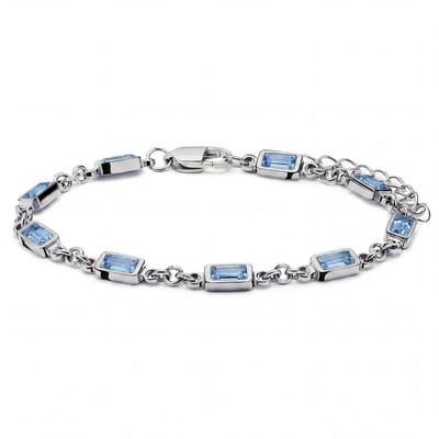 Prism | Zilverkleurige armband met donkerblauwe stenen van kristalglas