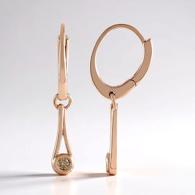 Cavill - Zilveren Oorbellen 925 Sterling Zilver Rosé Verguld - 2 I2 Champagne Diamanten 0,108 ct Rond Briljant Druppelvorm