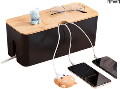 RFWR® Kabel Opbergdoos voor Deskstop - Grote Organiser voor Kabels en Stopcontacten