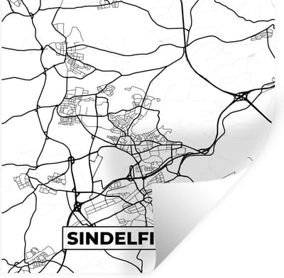 Muurstickers - Sticker Folie - Sindelfingen - Plattegrond - Kaart - Stadskaart - 100x100 cm - Plakfolie - Muurstickers Kinderkamer - Zelfklevend Behang XXL - Zelfklevend behangpapier - Stickerfolie