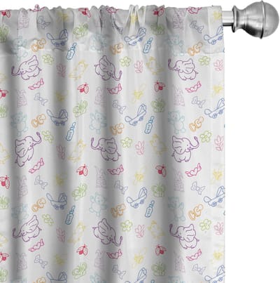 ABAKUHAUS Kindergordijnen – 2x75x175 cm – Multi-kleur – Halve verduistering