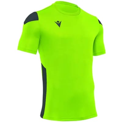 Macron Polis Shirt Korte Mouw Kinderen - Fluogeel / Antraciet | Maat: 9-10 Y