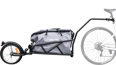 Eenwielige fietskar met tas en schokdemper
