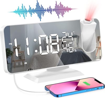 Projectiewekker met Radiowekker en USB-aansluiting - Luchtvochtigheidssensor - Digitale Wekker met Tijdprojectie - Dubbel Alarm - Moderne Wekker - Slaapkamer Klok met Projectie - Handige Radiowekker