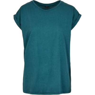 Build Your Brand - Extended Shoulder Dames T-shirt - Teal maat XS