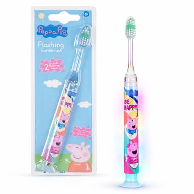 Peppa Pig Lichtgevende Tandenborstel - Kindertandenborstel Zacht - met Timer - Mondverzorging - voor Kinderen 3, 4, 5, 6, 7, 8, 9+ Jaar - Cadeau Meisjes - Tandeborstel Pepa Pig Design - Toothbrush for Kids - Peppapig Tandborstel Kind - OptiSmile
