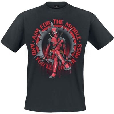 Deadpool T-shirt - Aim For The Middle - L tot XXL - voor Mannen - zwart